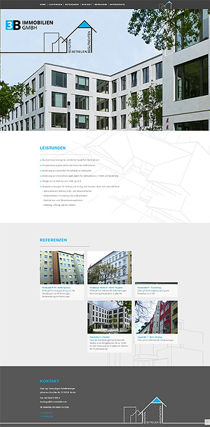 Gesamtansicht der Startseite von 3B Immobilien GmbH