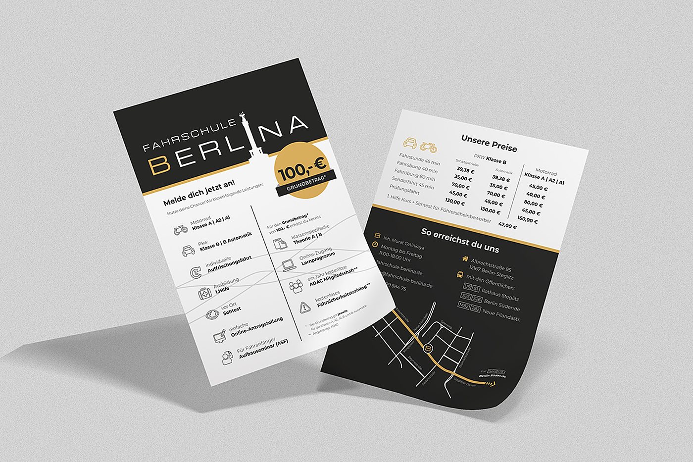 Berlina Flyer — Flyergestaltung für die Fahrschule Berlina.